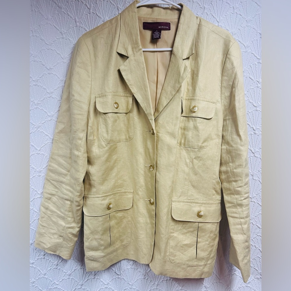 Merona Light Yellow Linen-Blend Blazer Jacket